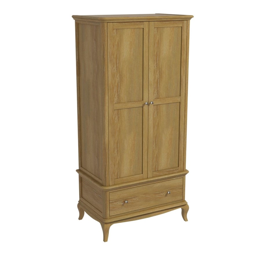 Fonteyn Solid Oak Wardrobe 2 Door 1 Drawer  - French Style