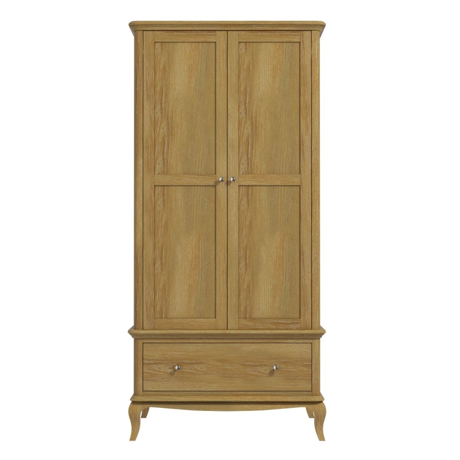 Fonteyn Solid Oak Wardrobe 2 Door 1 Drawer  - French Style
