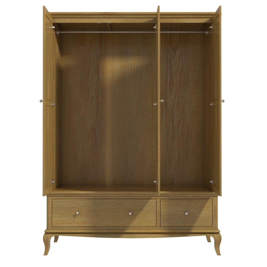 GRADE A1 - Solid Oak Wardrobe 3 Doors & 2 Drawers - Fonteyn