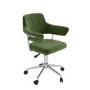 Olive Green Velvet Swivel Office Chair with Arms - Fenix 