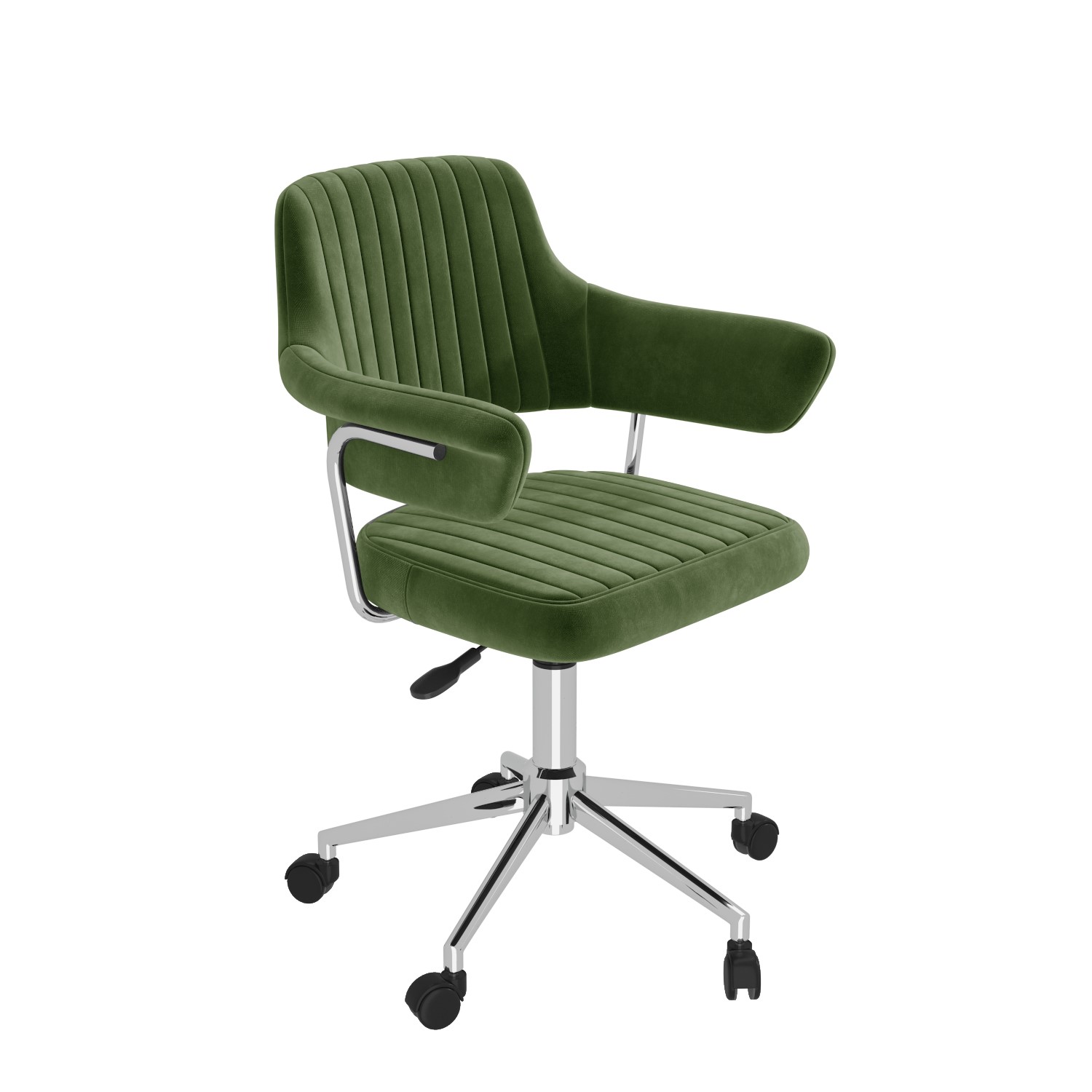 Photo of Olive green velvet swivel office chair with arms - fenix