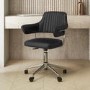 GRADE A1 - Black Faux Leather Swivel Office Chair with Arms - Fenix