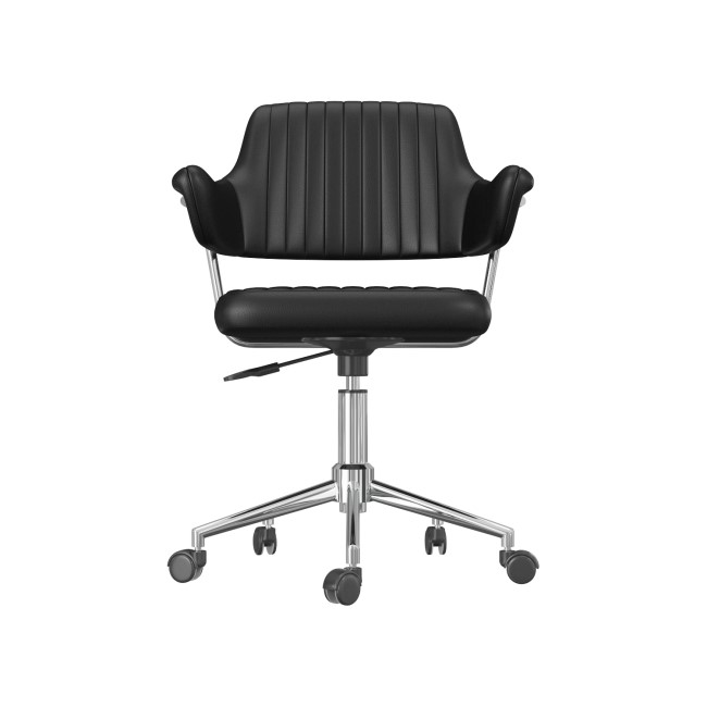 ONLY OPENED - Black Faux Leather Swivel Office Chair with Arms - Fenix