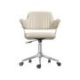 Beige Faux Leather Swivel Office Chair with Arms - Fenix 