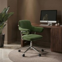Olive Green Velvet Swivel Office Chair with Arms - Fenix