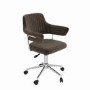 Brown Velvet Swivel Office Chair with Arms - Fenix