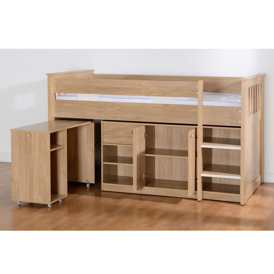 GRADE A1 - Seconique Merlin Study Mid Sleeper in Oak Effect