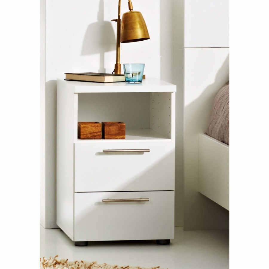 Billi Fame White High Gloss Bedside Table 