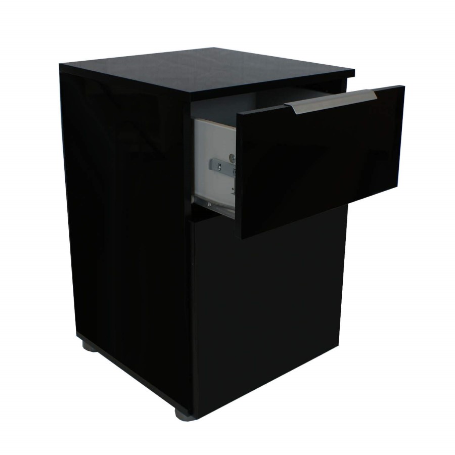 Billi  Black High Gloss Bedside Table 