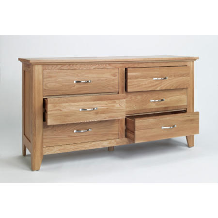 Robin Solid Oak Low 6 Drawer Chest