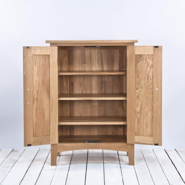 Wiltshire Solid Oak Shoe Cabinet With 3 Adjustable Shelves