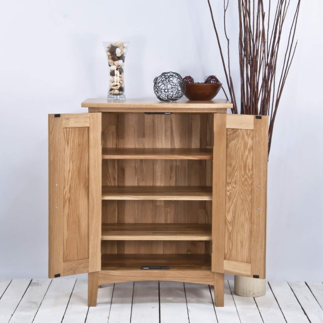 Wiltshire Solid Oak Shoe Cabinet With 3 Adjustable Shelves