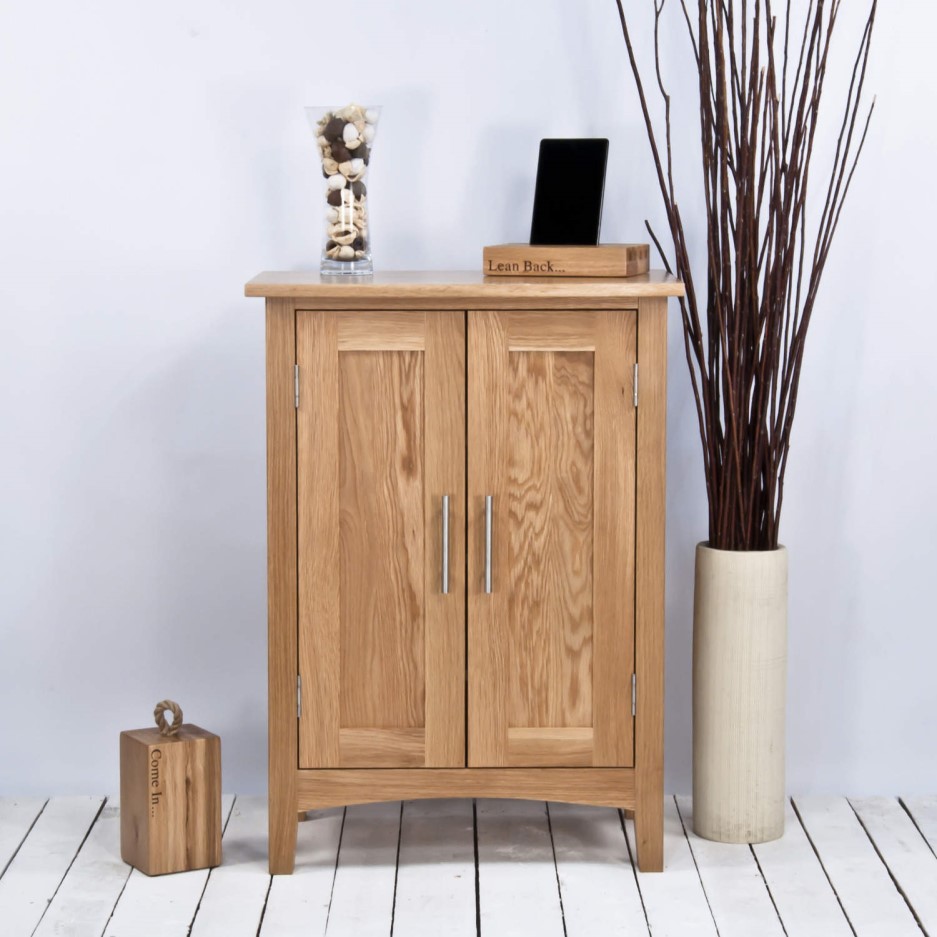 Wiltshire Solid Oak Shoe Cabinet With 3 Adjustable Shelves | Furniture123