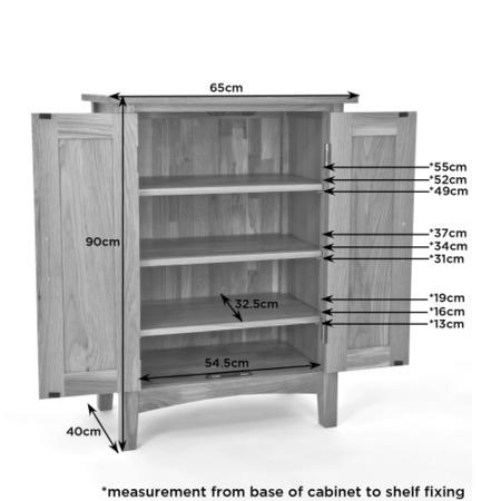 Wiltshire Solid Oak Shoe Cabinet With 3 Adjustable Shelves