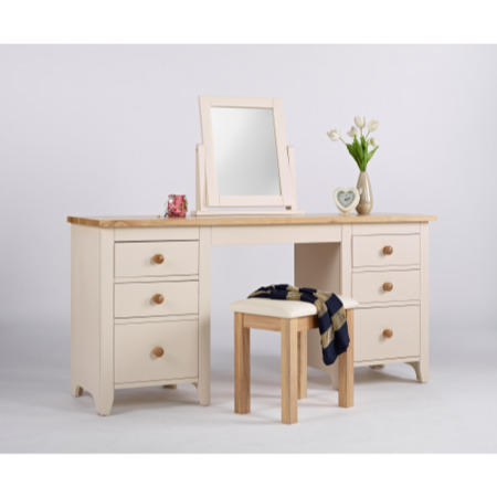 Dove Double Pedestal Dressing Table In Ivory and Ash