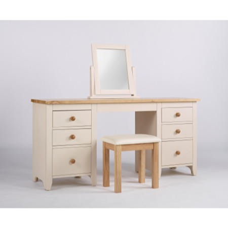 Dove Painted Dressing Table Stool In Ivory and Ash 