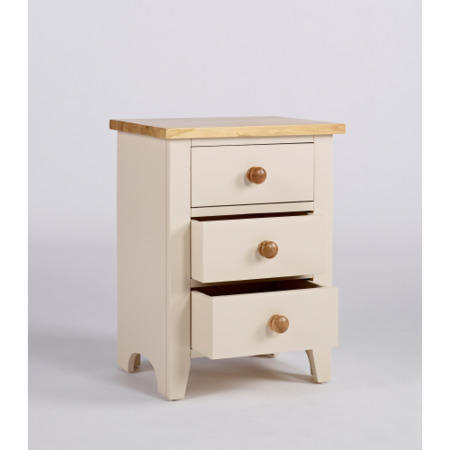 Dove Painted Bedside Table With 3 Drawers In Ivory and Ash