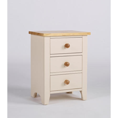 Dove Painted Bedside Table With 3 Drawers In Ivory and Ash