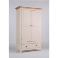 Ametis Dove 2 Door 1 Drawer Wardrobe In Ivory and Ash