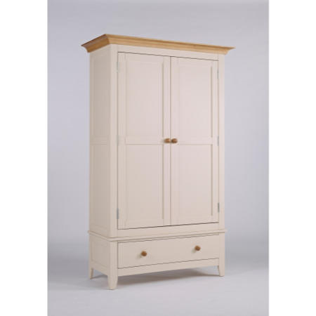 Ametis Dove 2 Door 1 Drawer Wardrobe In Ivory and Ash