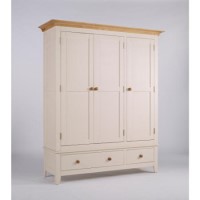Dove 3 Door 2 Drawer Wardrobe In Ivory and Ash
