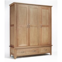 Robin 3 Door 2 Drawer Wardrobe In Solid Oak 