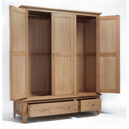 Robin 3 Door 2 Drawer Wardrobe In Solid Oak 
