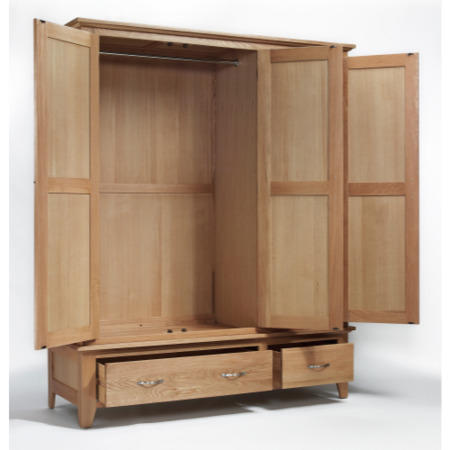 Robin 3 Door 2 Drawer Wardrobe In Solid Oak 