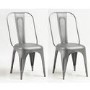 Evoke Industrial Metal Pair of Chairs in Grey