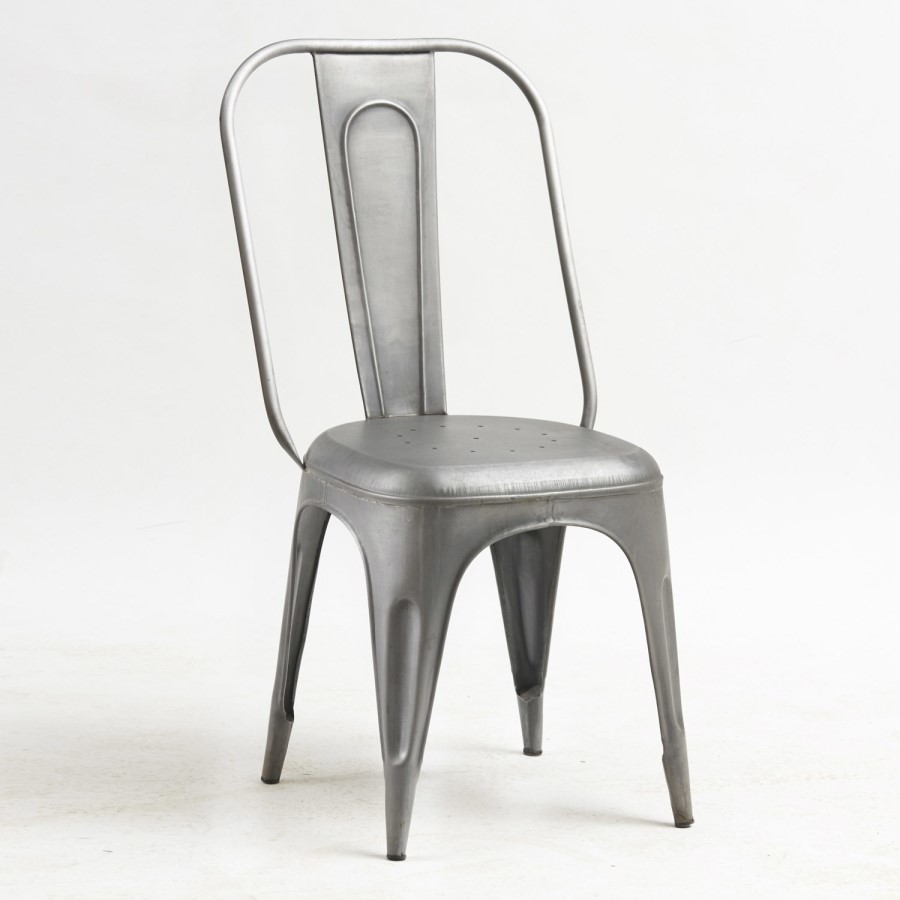 Evoke Industrial Metal Pair of Chairs in Grey