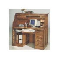 Colonial Oak Roll Top Computer Desk
