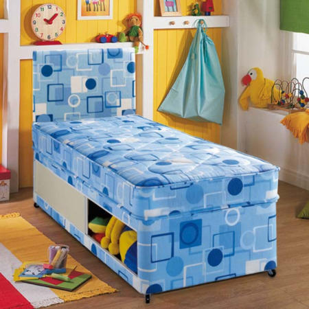 Airsprung Kids Alpha Blue Divan and Mattress - single with sliding door
