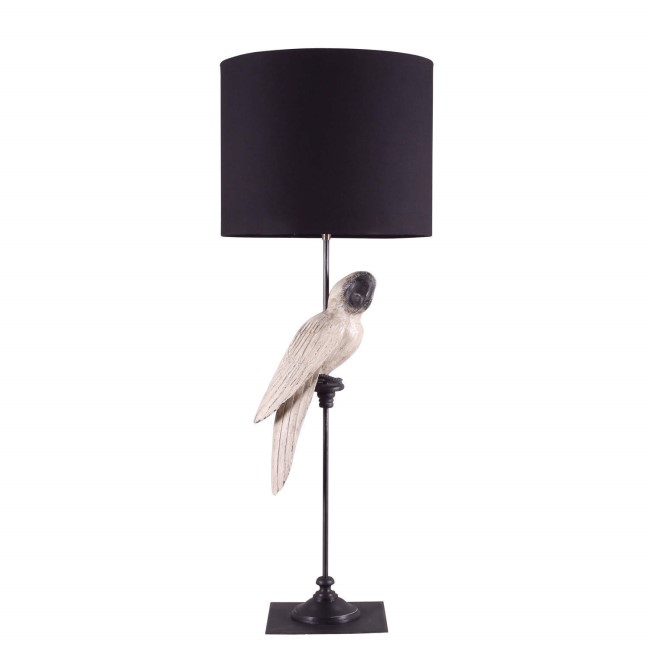 Signature North White Parrot Table Lamp With Black Shade