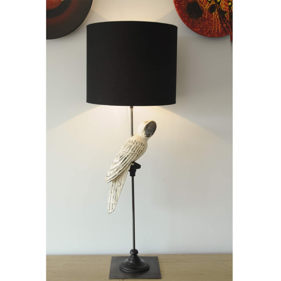 Signature North White Parrot Table Lamp With Black Shade