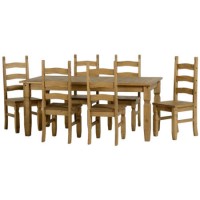 Seconique Corona Pine Dining Set- Pine Table & 6 Pine Dining Chairs