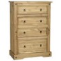 Tall Pine Chest of 4 Drawers - Corona - Seconique