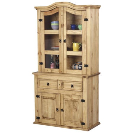 Seconique Corona Pine Display Cabinet With Glass Fronted Doors