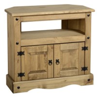 GRADE A1 - Corner TV Stand in Pine TV's up to 35" - Corona GRADE A1 - Corner TV Stand in Pine TV's up to 35" - Corona