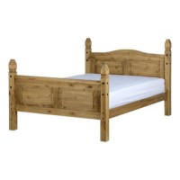 Rustic Pine Double Bed Frame with Footboard - Corona - Seconique Rustic Pine Double Bed Frame with Footboard - Corona - Seconique