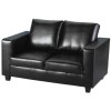 Black Faux Leather 2 Seater Sofa - Seconique