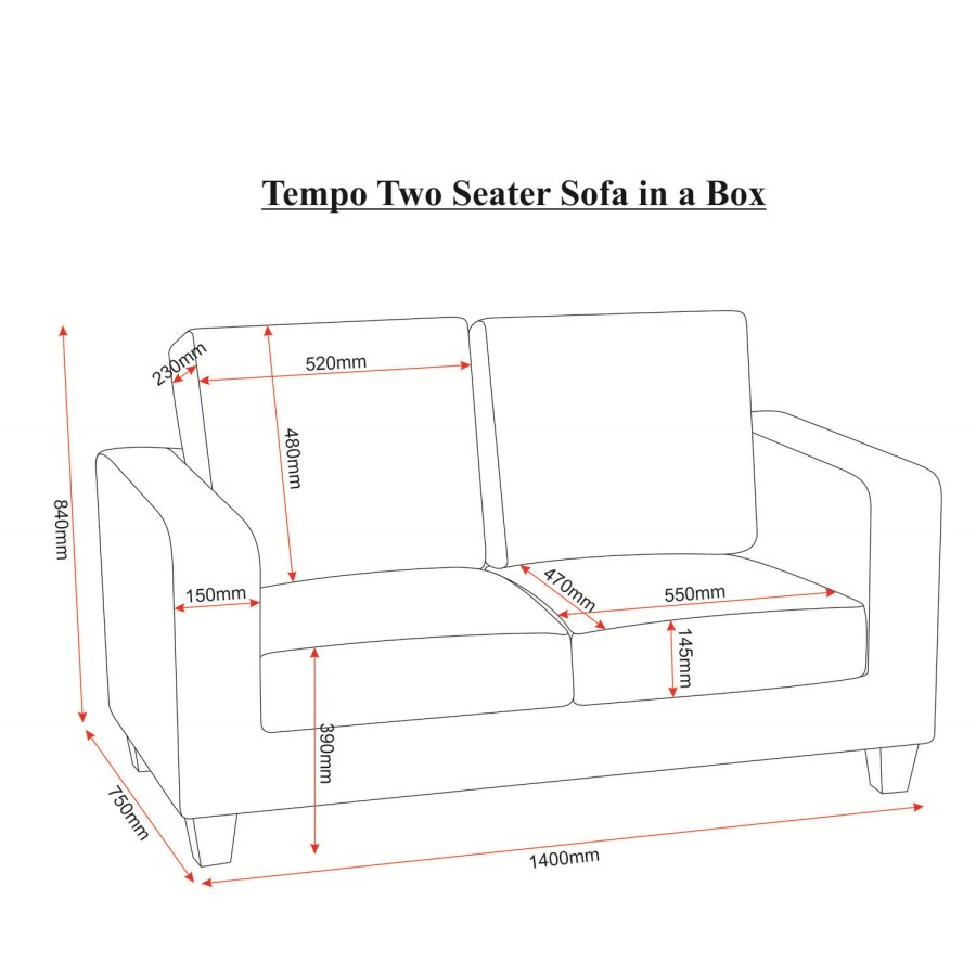 GRADE A1 - Seconique Tempo 2 Seater Sofa in Black