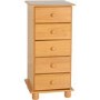 Seconique Sol Pine 5 Drawer Narrow Chest