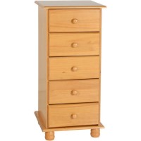 Seconique Sol Pine 5 Drawer Narrow Chest