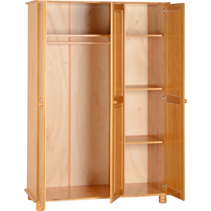 Seconique Sol Pine 3 Door Wardrobe