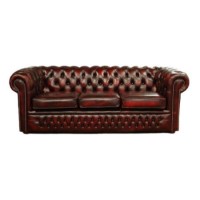 Forest Sofa Clarendon Leather 3 Seater Chesterfield Sofa - antique red