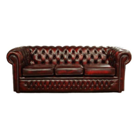 Forest Sofa Clarendon Leather 3 Seater Chesterfield Sofa - antique red