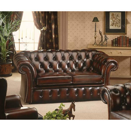 Forest Sofa Gladstone Leather 2 Seater Chesterfield Sofa - antique green