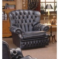 Forest Sofa Monks Leather Chesterfield Armchair - antique blue