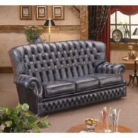 Forest Sofa Monks Leather 3 Seater Chesterfield Sofa - antique tan