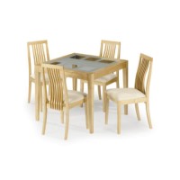 Julian Bowen Alaska Maple Square Dining Set with Glass Top